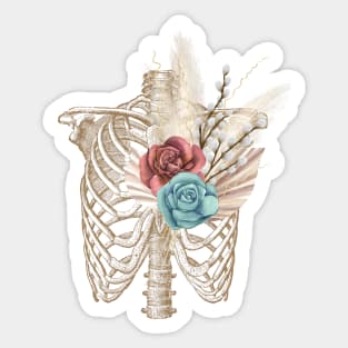 Thorax Skeleton with Blue Roses Sticker